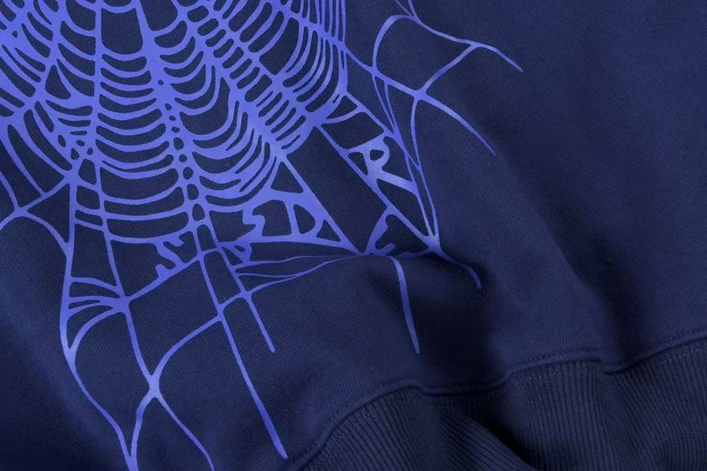 Sp5der Varsity Web Crewneck Sweatshirt Navy