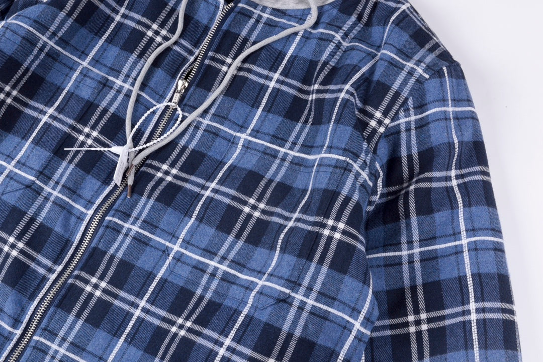 Sp5der Hooded Zip Flannel Shirt Jacket