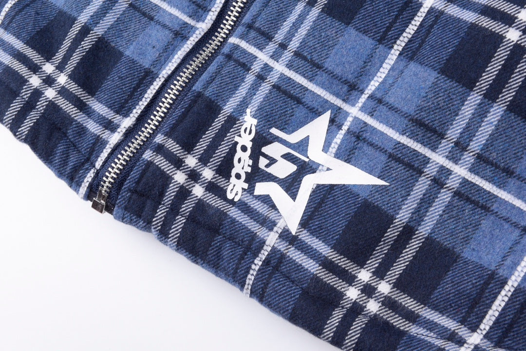 Sp5der Hooded Zip Flannel Shirt Jacket